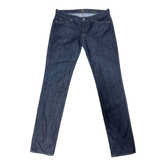 7 For All Mankind Denim - 7 FOR ALL MANKIND - Women’s Roxanne Mid-Waist Slim Dark Blue Wash Jeans - 31